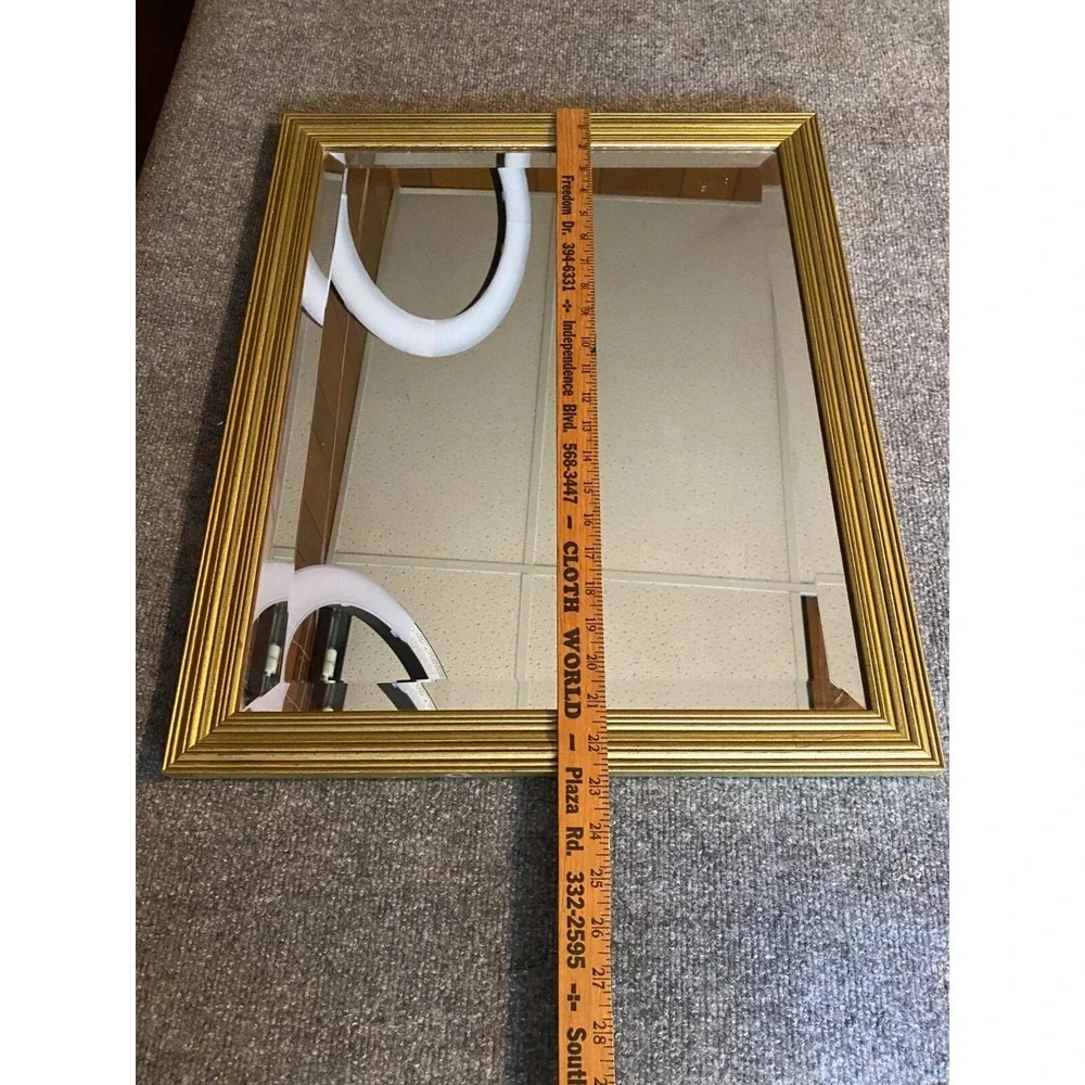 Vintage‎ Gold Framed Beveled Wall Mirror 23x18.5 Heavy Retro Traditional Regency